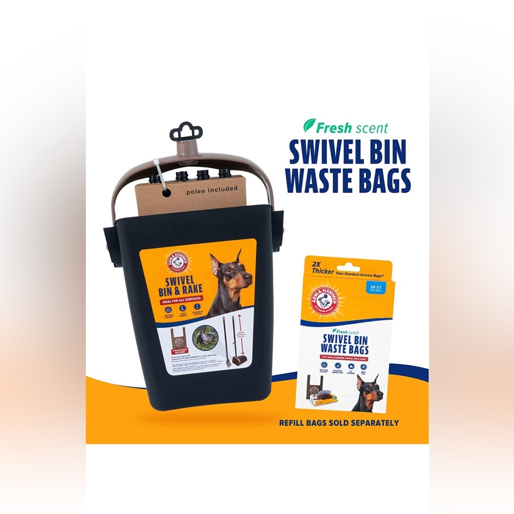 Arm & Hammer Swivel Bin & Rake Pooper Scooper Waste Management System